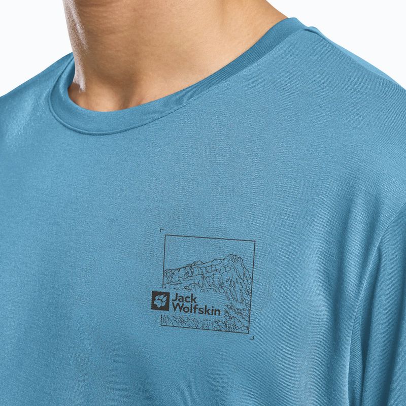 Férfi póló Jack Wolfskin Vonnan Graphic peak trail égkék 5