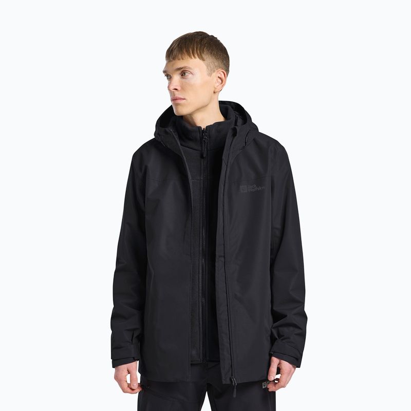 Férfi 3 az 1-ben dzseki Jack Wolfskin Taubenberg 3In1 fekete 4