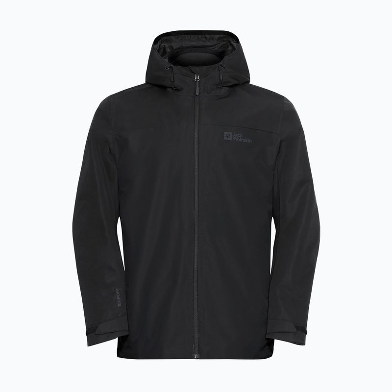 Férfi 3 az 1-ben dzseki Jack Wolfskin Taubenberg 3In1 fekete 10