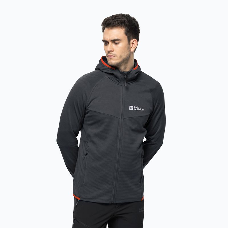 Férfi Jack Wolfskin Hydro Grid Hooded FZ fleece pulóver szürke 1710002