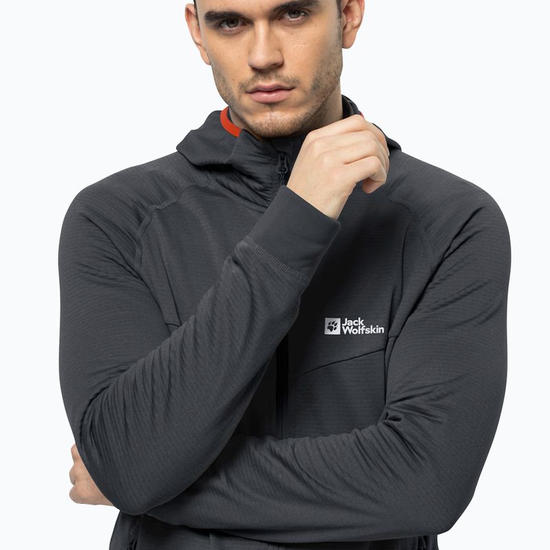 Férfi Jack Wolfskin Hydro Grid Hooded FZ fleece pulóver szürke 1710002 3