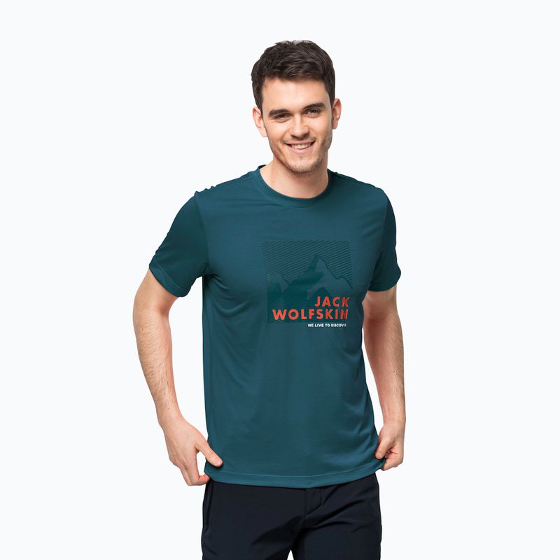 Férfi Jack Wolfskin Hiking Graphic póló kék 1808761_4133