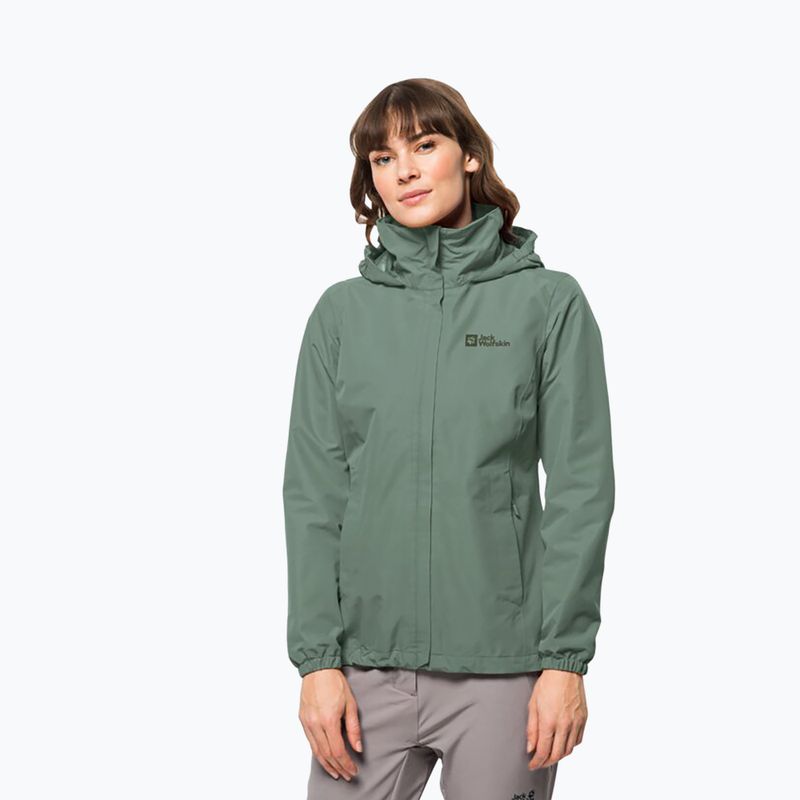 Jack Wolfskin női Stormy Point 2L esőkabát zöld 1111202
