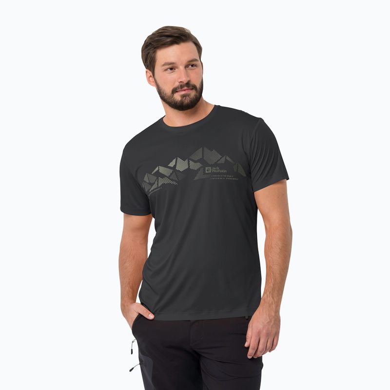 Jack Wolfskin Peak Graphic férfi trekking póló fekete 1807183