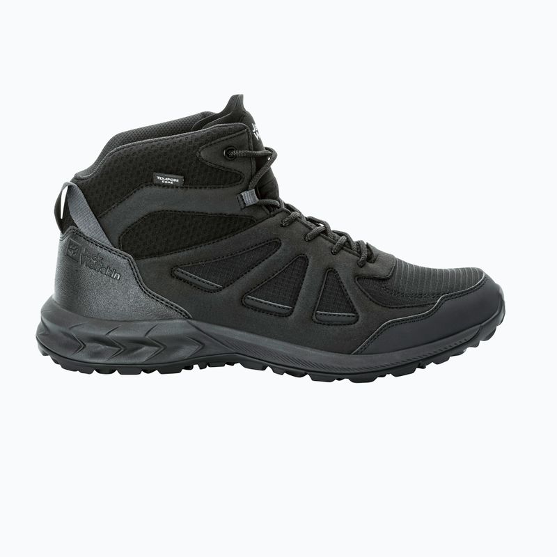 Férfi Jack Wolfskin Woodland 2 Texapore Mid fekete túracipő 10
