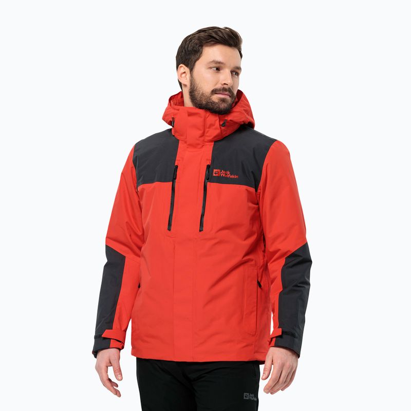 Jack Wolfskin férfi Jasper 3in1 erős piros esőkabát