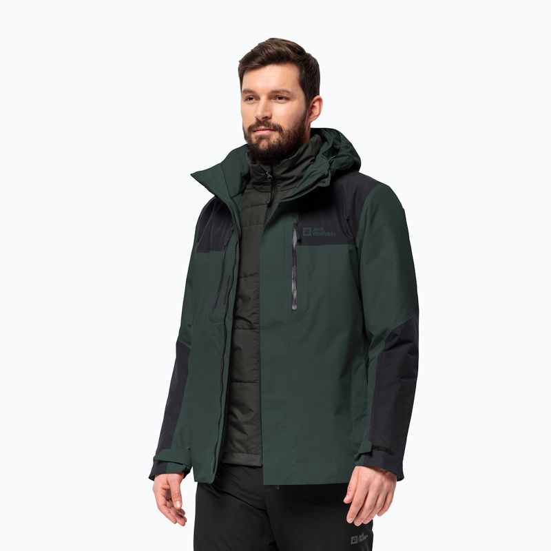 Jack Wolfskin férfi Jasper 3in1 esőkabát fekete olívazöld 2