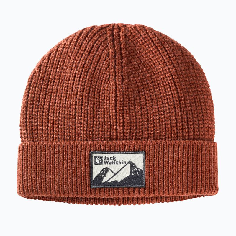 Jack Wolfskin Edo Badge Beanie kárminpiros téli sapka 8