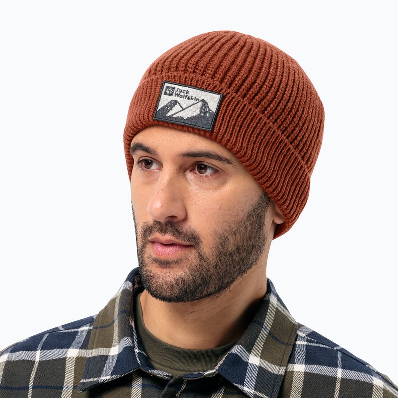 Jack Wolfskin Edo Badge Beanie kárminpiros téli sapka 7
