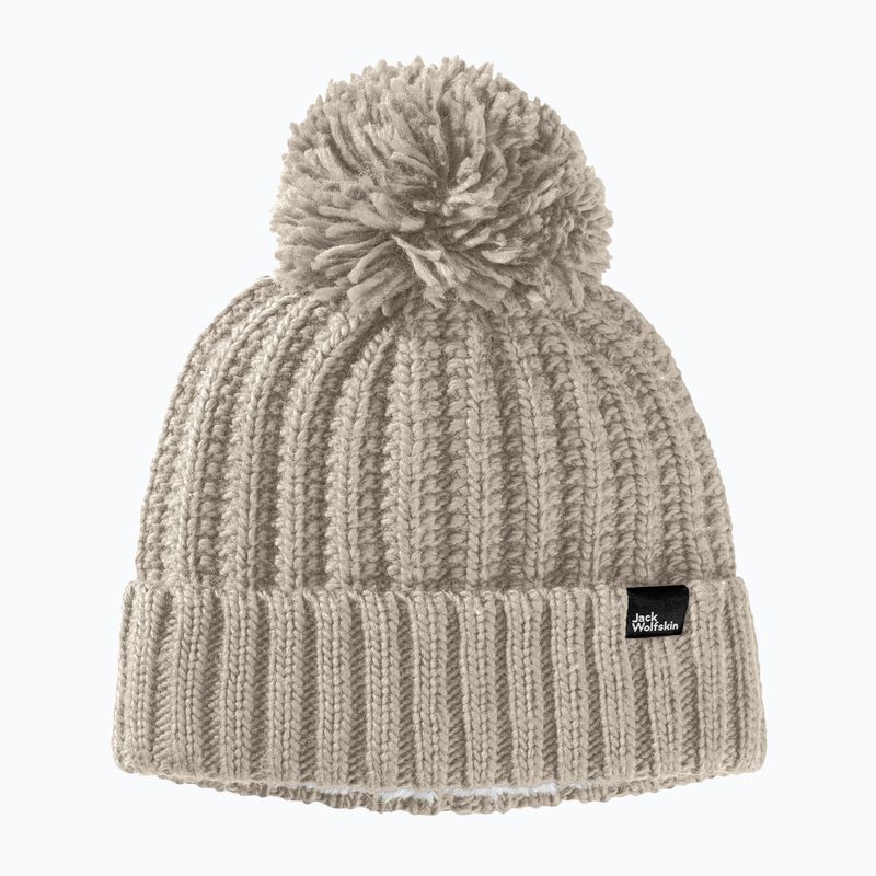 Női téli sapka Jack Wolfskin Highloft Knit Beanie poros szürke 6