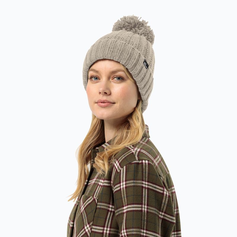 Női téli sapka Jack Wolfskin Highloft Knit Beanie poros szürke 7