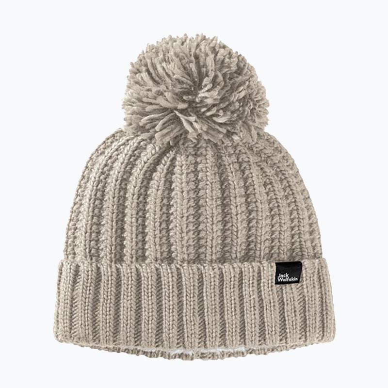 Női téli sapka Jack Wolfskin Highloft Knit poros szürke