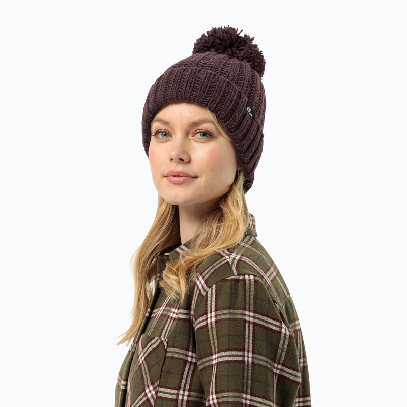 Női téli sapka Jack Wolfskin Highloft Knit Beanie boysenberry 7