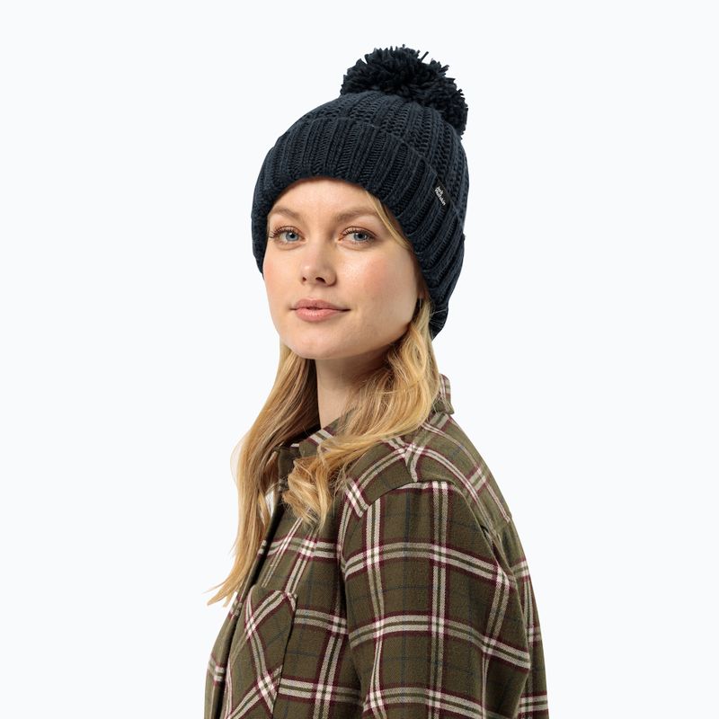 Női téli sapka Jack Wolfskin Highloft Knit Beanie éjszakai kék 2