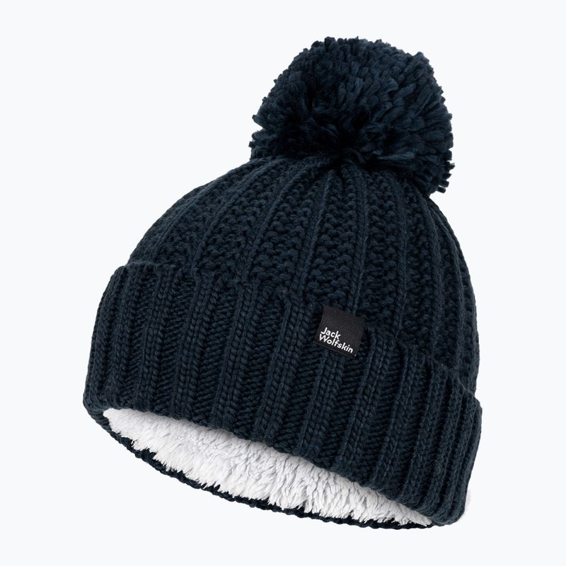 Női téli sapka Jack Wolfskin Highloft Knit Beanie éjszakai kék 5