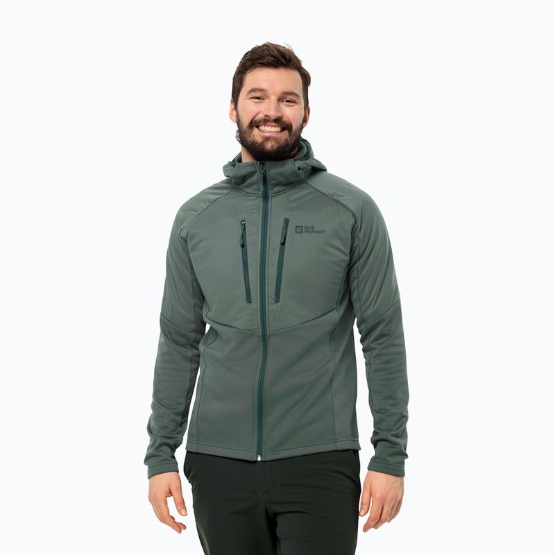 Férfi hibrid dzseki Jack Wolfskin Alpgrat Pro Ins Fz sövényzöld