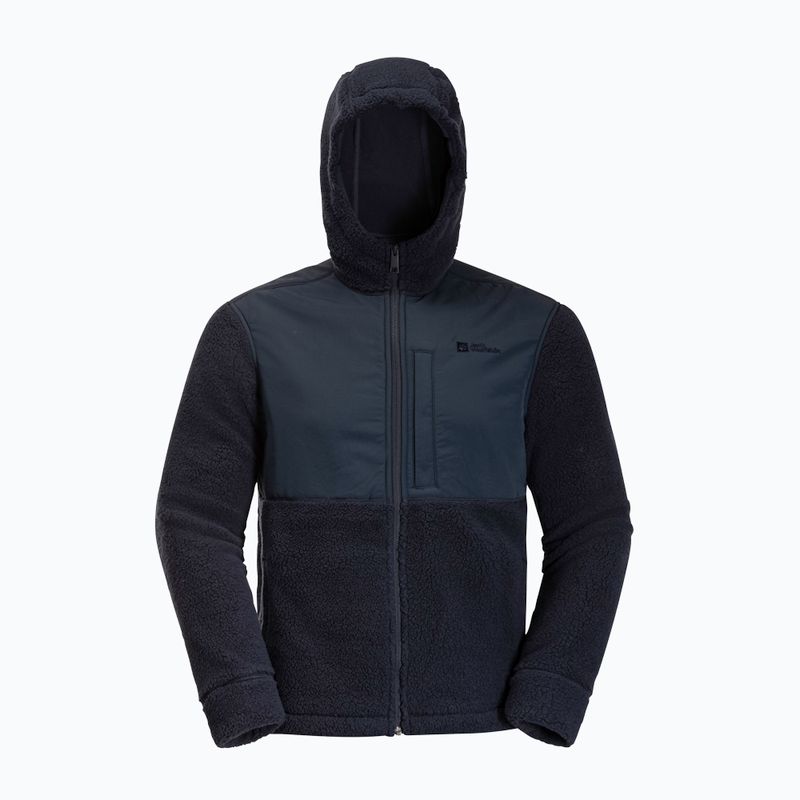 Férfi Jack Wolfskin Felslicht kapucnis fleece pulóver éjszakakék 8
