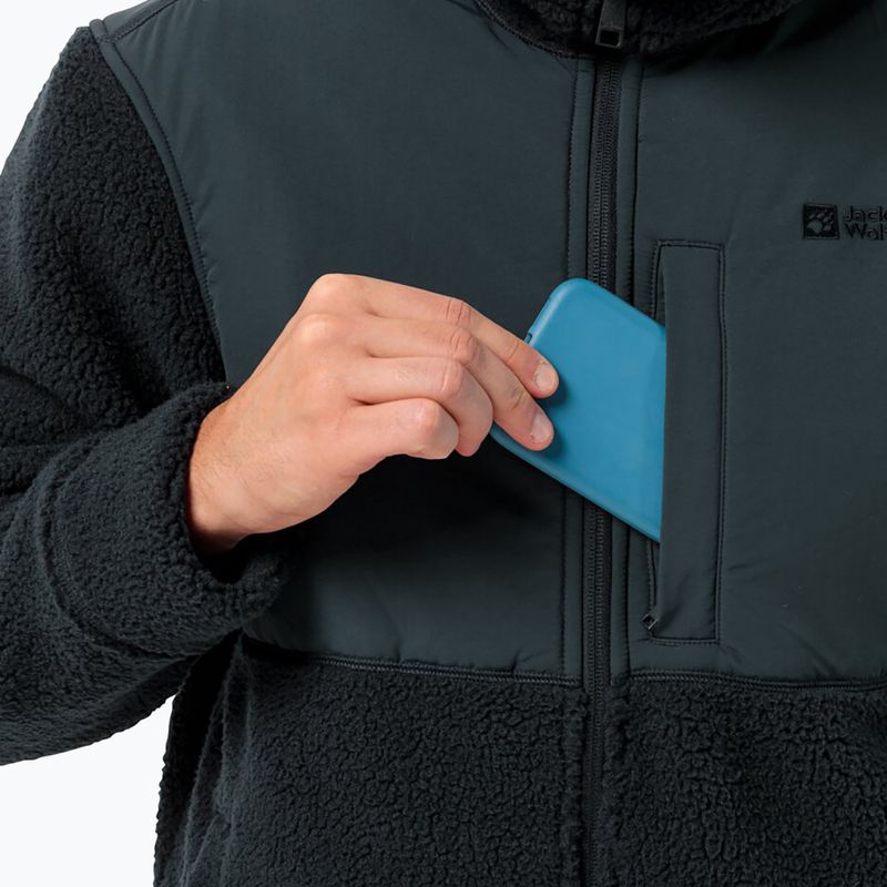 Férfi Jack Wolfskin Felslicht kapucnis fleece pulóver éjszakakék 5