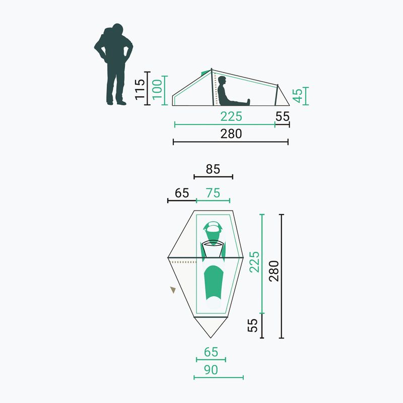 1 személyes trekking sátor Jack Wolfskin North Timer island moss 2