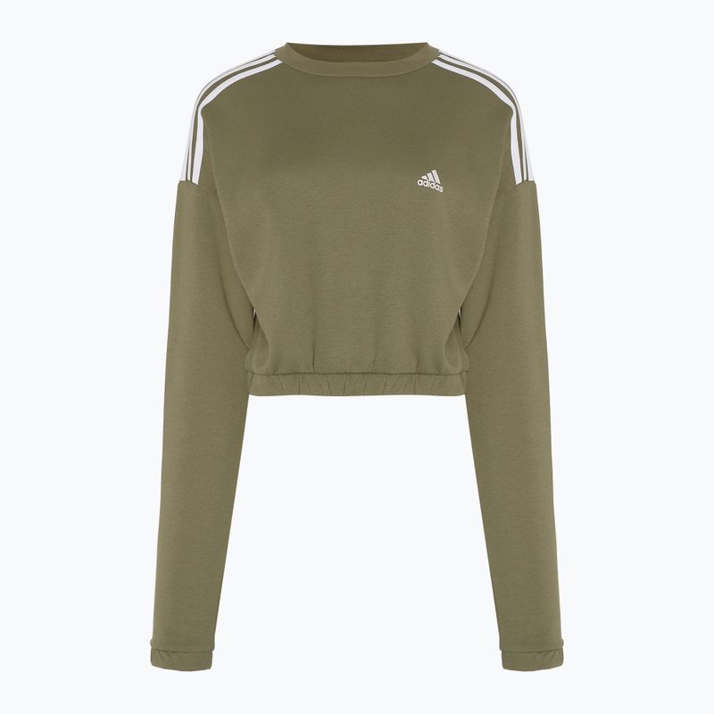 Női adidas Hyperglam Crop Crew pulóver fókusz oliva színben