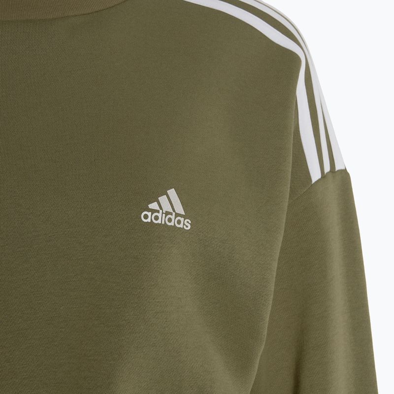 Női adidas Hyperglam Crop Crew pulóver fókusz oliva színben 5