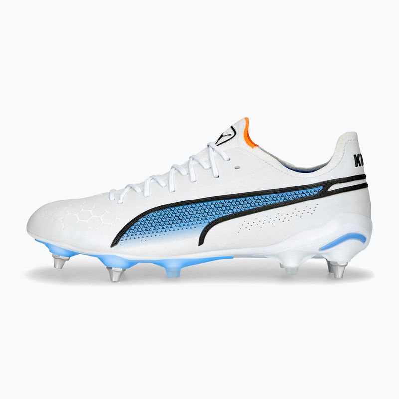 PUMA King Ultimate MXSG férfi futballcipő puma fehér/puma fekete/kék csillogás/ultranarancs 11