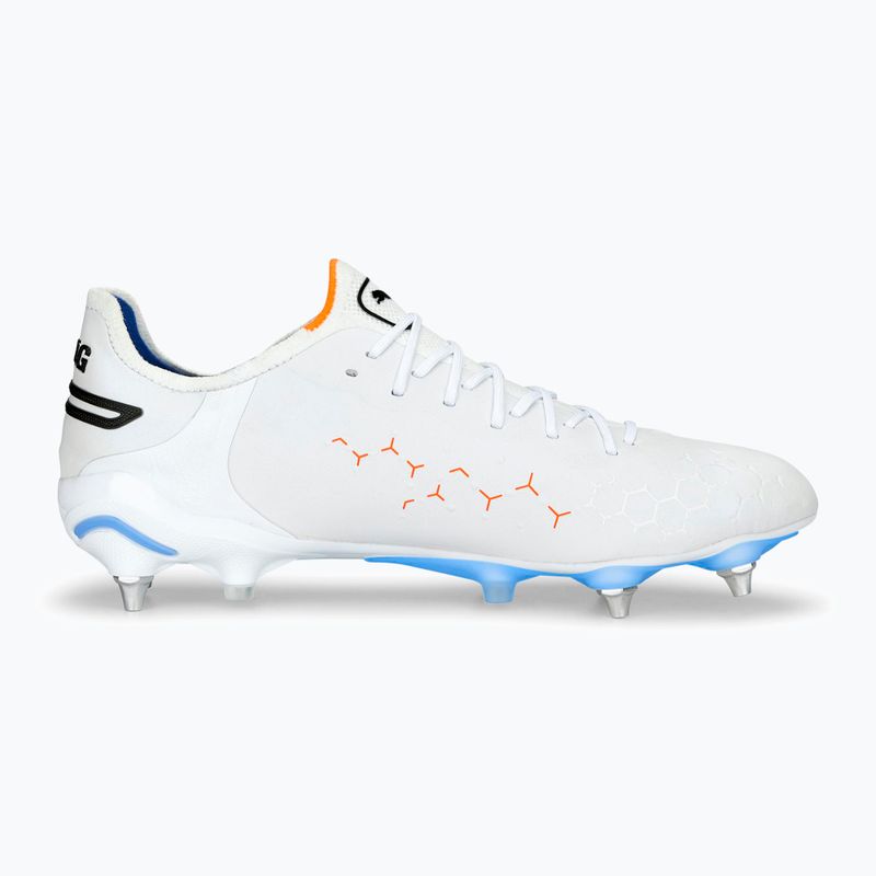PUMA King Ultimate MXSG férfi futballcipő puma fehér/puma fekete/kék csillogás/ultranarancs 12