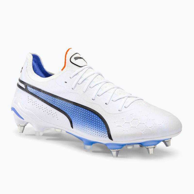 PUMA King Ultimate MXSG férfi futballcipő puma fehér/puma fekete/kék csillogás/ultranarancs