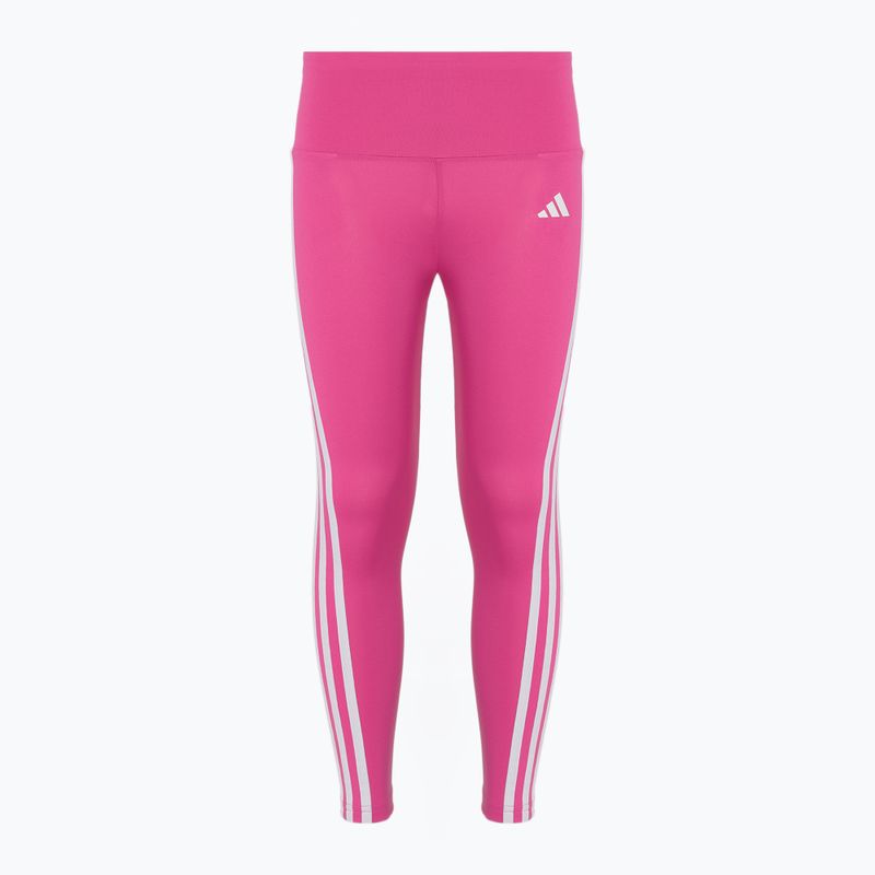 Gyermek leggings adidas Essentials Aerorady 3-Stripes High Waisted magas derekú félhosszú fukszia/fehér