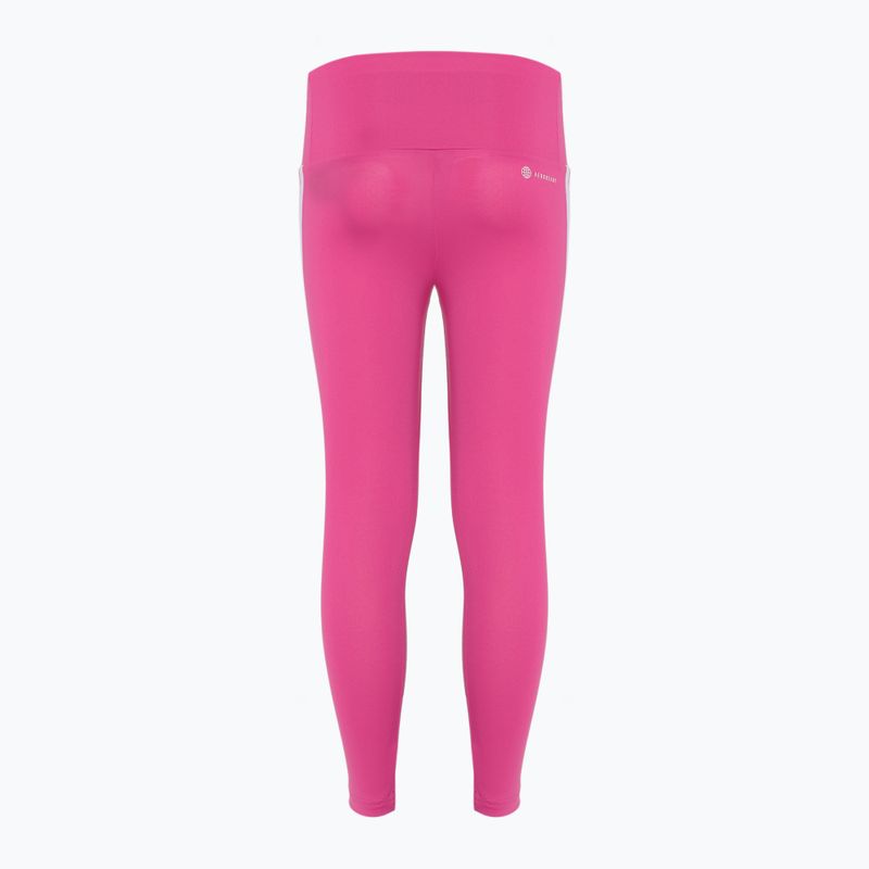 Gyermek leggings adidas Essentials Aerorady 3-Stripes High Waisted magas derekú félhosszú fukszia/fehér 2