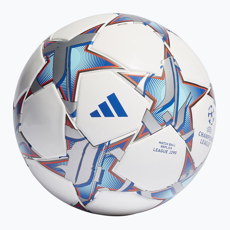 Focilabda adidas UCL Junior 290 League 23/24 white/silver metallic/bright cyan méret 4