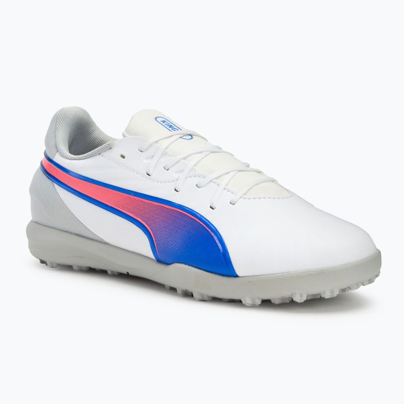 PUMA King Match TT Jr gyermek futballcipő puma fehér/kékmáz/szürke/szürke/szürkésbarna/szürkéscsillogás