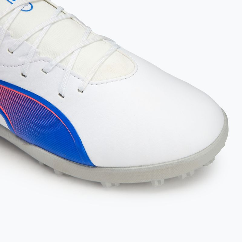 PUMA King Match TT Jr gyermek futballcipő puma fehér/kékmáz/szürke/szürke/szürkésbarna/szürkéscsillogás 7