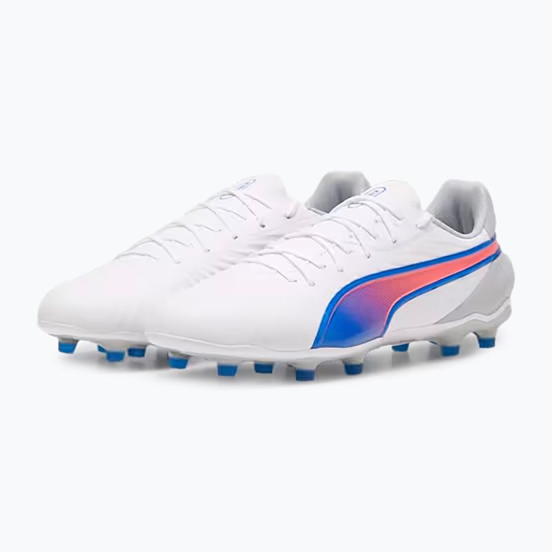 PUMA King Match FG/AG futballcipő puma fehér/kékmáz/szürke/szürke/szürkés fényű futballcipő puma white/bluemazing/flat light grey/sunset glow 8