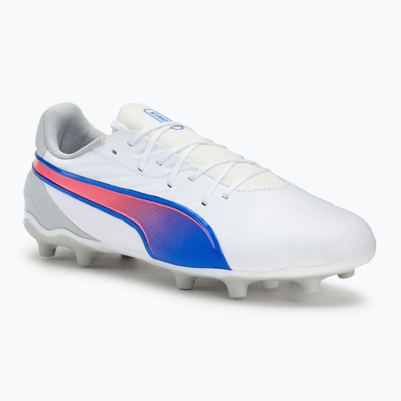 PUMA King Match FG/AG Jr gyermek futballcipő puma fehér/kékmáz/szürke/szürke/szürkés fényű gyermek focicipő