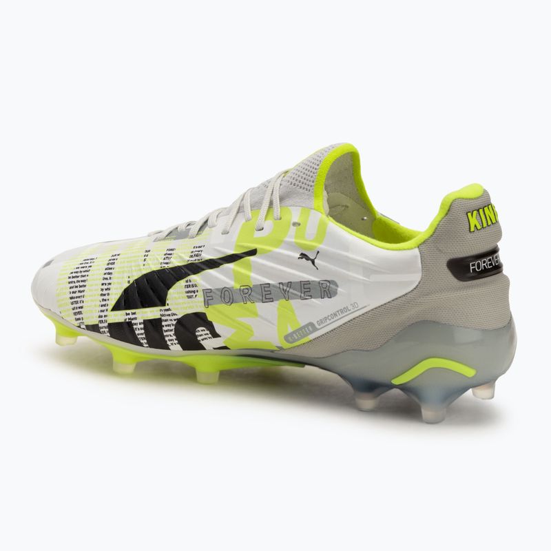 PUMA King Ultimate Forever FG/AG férfi futballcipő tollszürke/elektromos lime/puma fehér/fekete világosszürke 3
