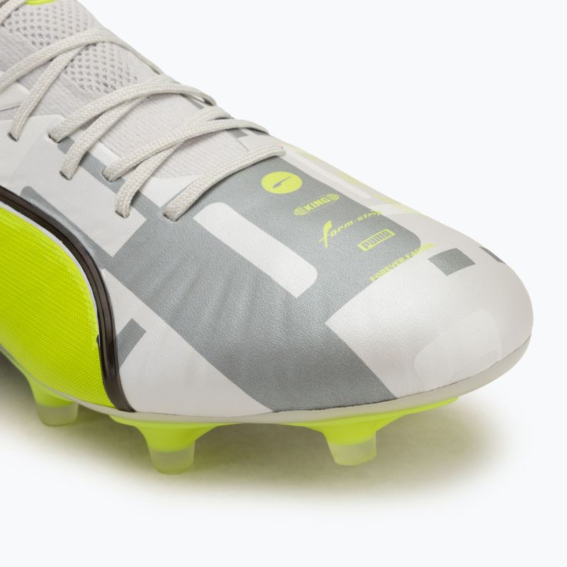 PUMA King Ultimate Forever FG/AG férfi futballcipő tollszürke/elektromos lime/puma fehér/fekete világosszürke 7