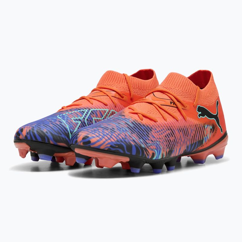 Férfi PUMA Future 8 Match Creativity FG/AG narancssárga mák/fekete/sötét ametiszt/elektromos borsmenta futballcipő 9