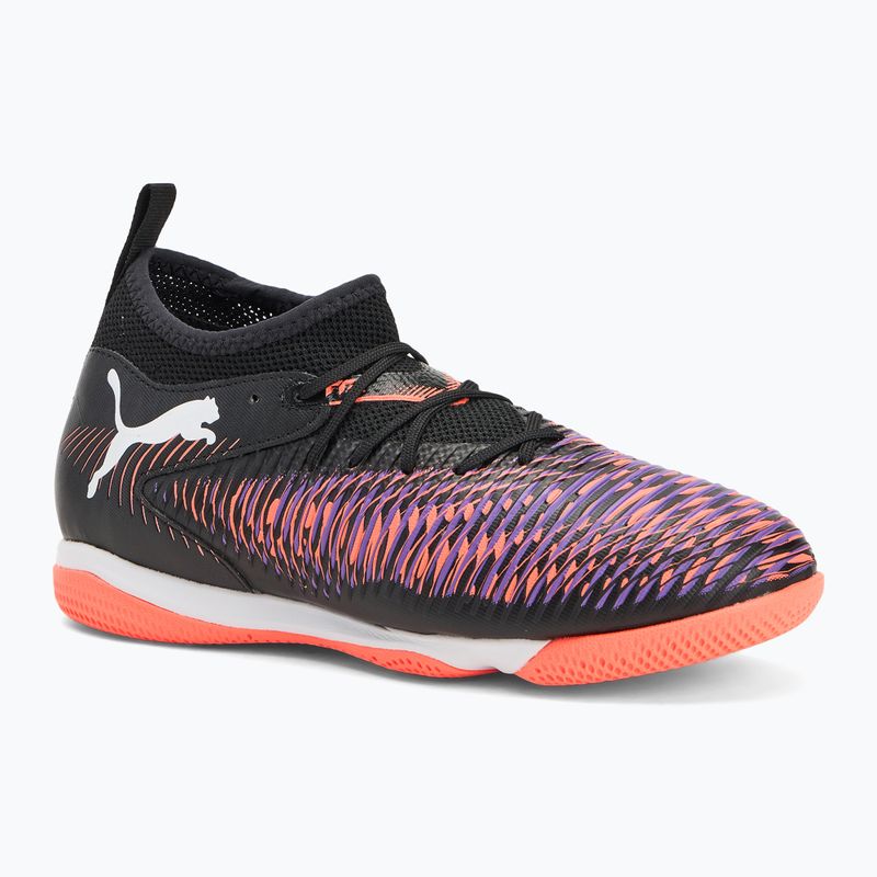 PUMA Future 8 Match IT + Mid gyermek futballcipő puma fekete/ puma fehér/ izzó vörös
