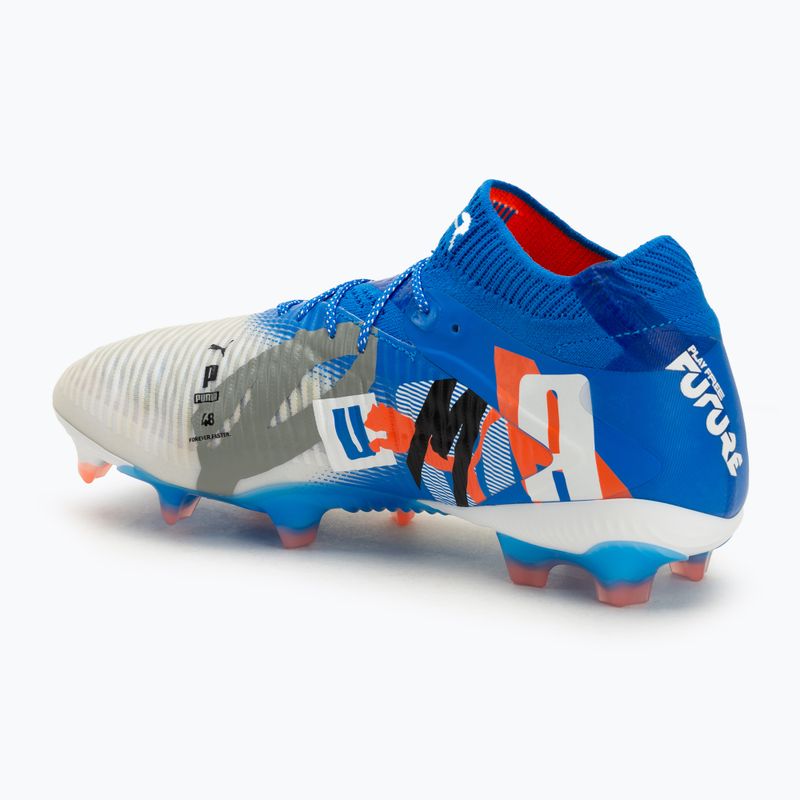 Férfi futballcipő PUMA Future 8 Ultimate Forever FG fehér/ultrakék/tollszürke/puma fekete/izzó vörös 3