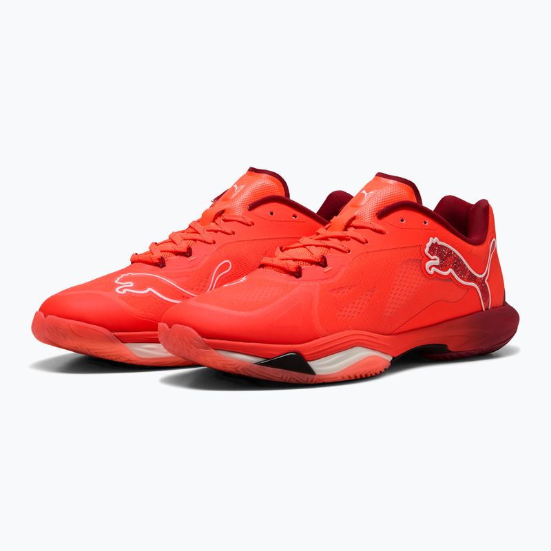 PUMA Vantage Nitro kézilabda cipő izzó piros / puma fehér / sötét bíbor / puma fekete 10
