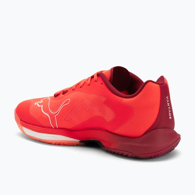 PUMA Vantage Nitro kézilabda cipő izzó piros / puma fehér / sötét bíbor / puma fekete 3
