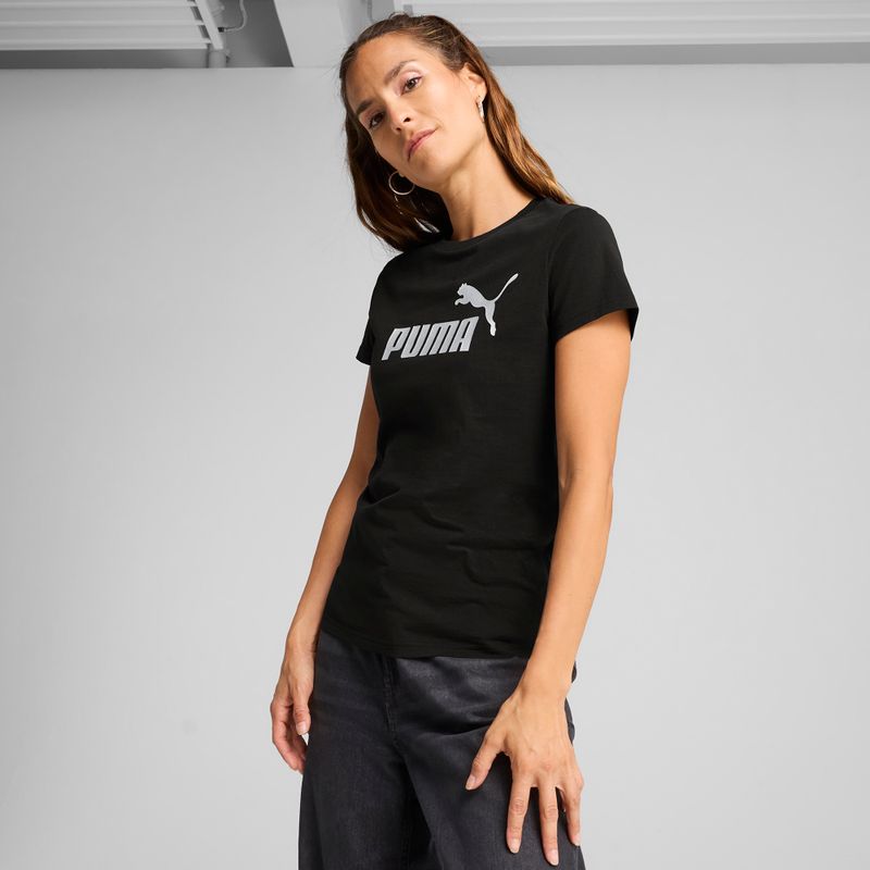 Női PUMA ESS Metallic No. 1 Logo Tee puma fekete/fém ezüst 3