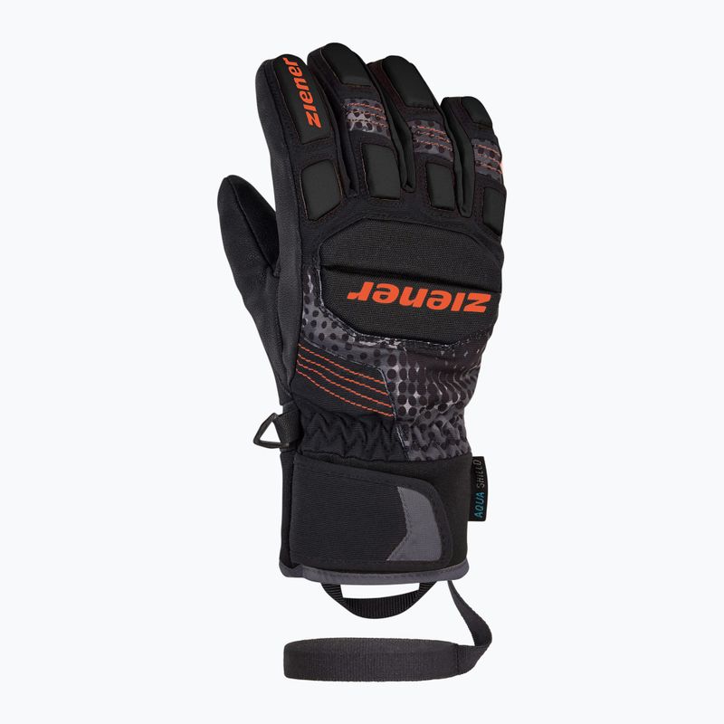 Gyerek síkesztyű ZIENER Luro Aquashield PR black/orange pop 8