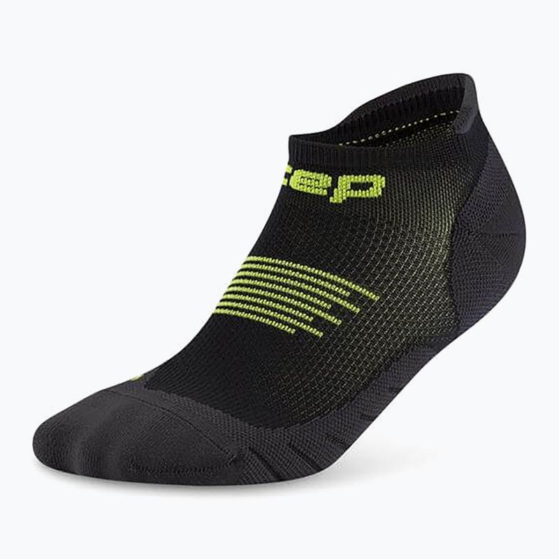 CEP Női kompressziós zokni Run No Show 5.0 fekete/lime 2