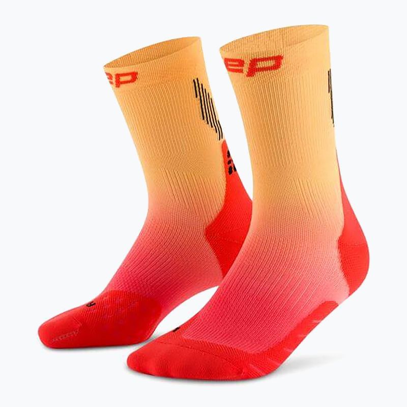 CEP férfi kompressziós zokni Run Edt. Gradient Mid Cut Compression 5.0 piros/marigold fakó