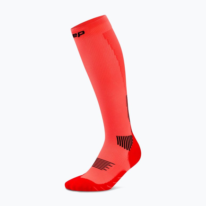 Női kompressziós zokni CEP Run Tall 5.0 neon coral 2