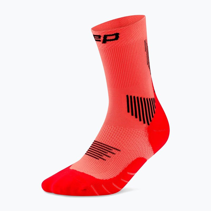 Férfi kompressziós zokni CEP Run Mid Cut 5.0 neon coral 2