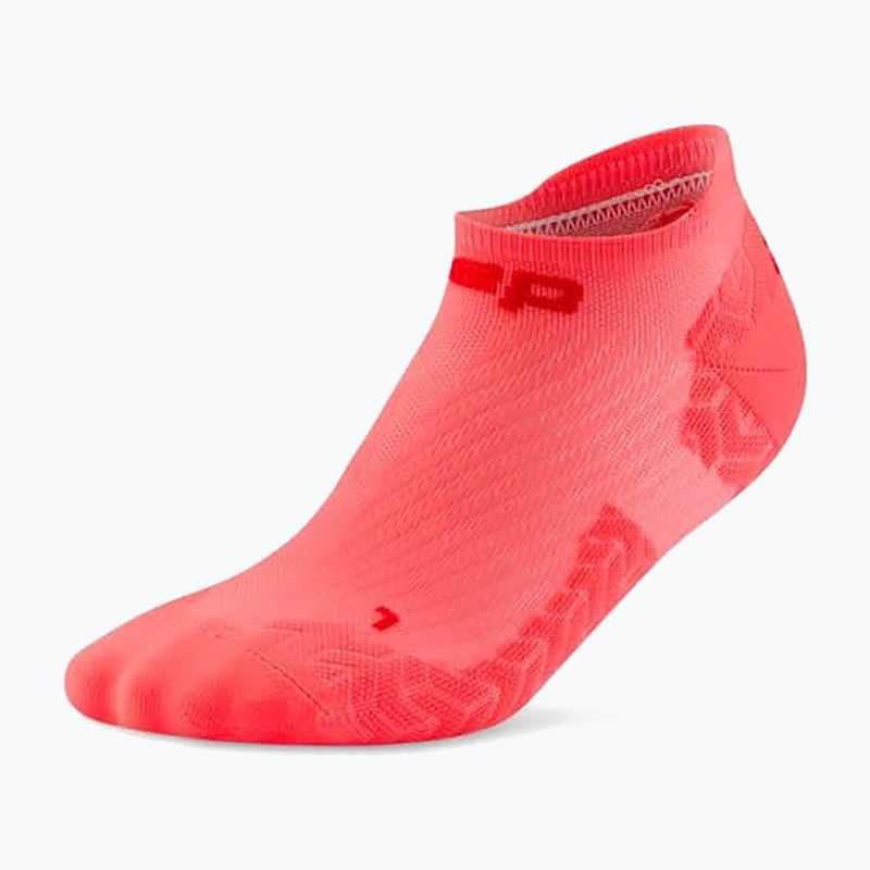 Férfi kompressziós zokni CEP Ultralight No Show 4.0 neon coral/red 2