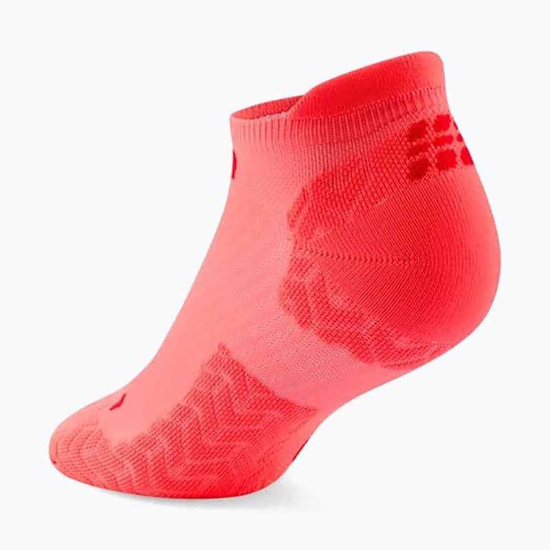 Férfi kompressziós zokni CEP Ultralight No Show 4.0 neon coral/red 3